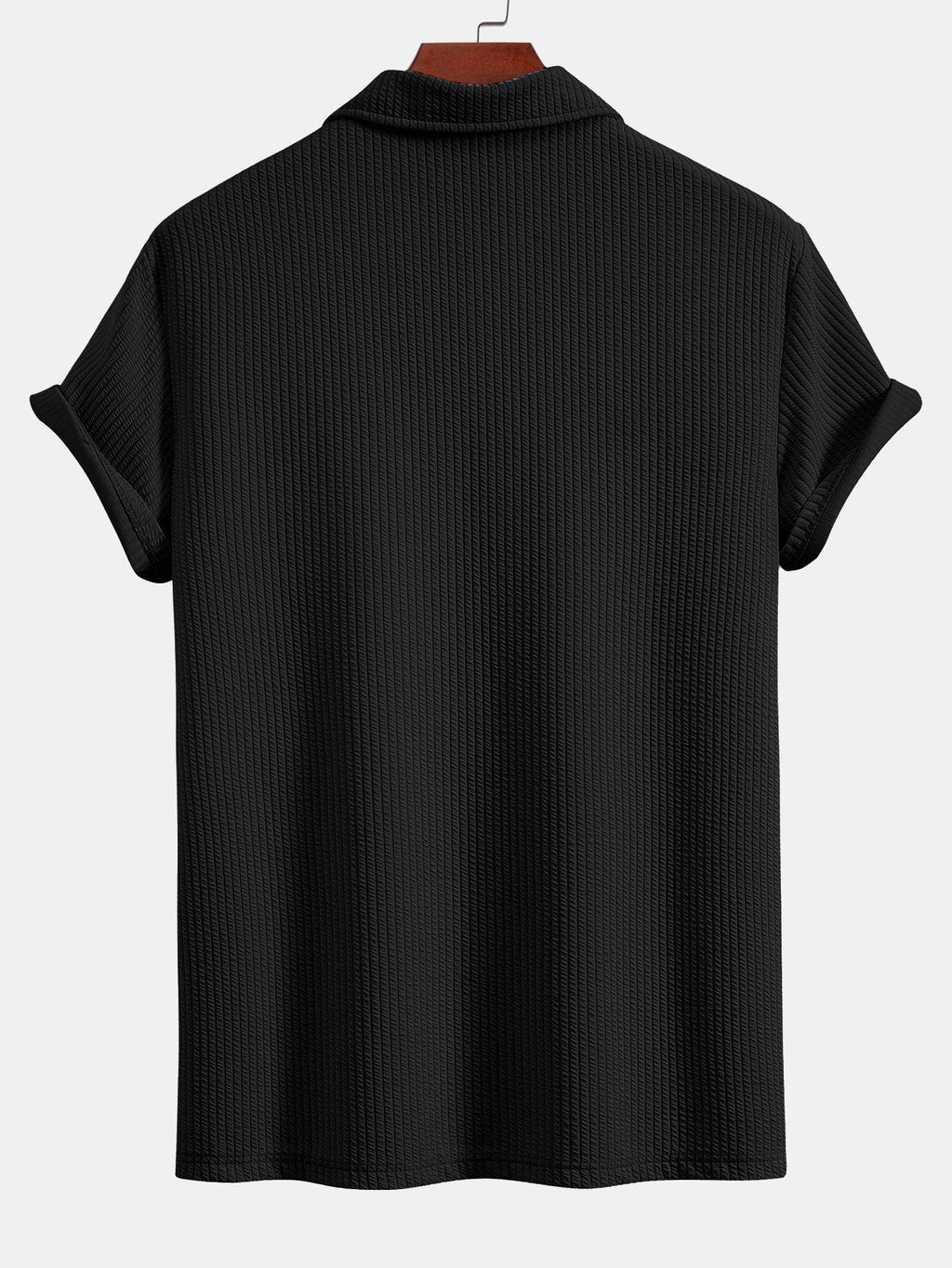 Short Sleeved V-Neck Ribbed Polo & Straight Leg Ribbed Pants