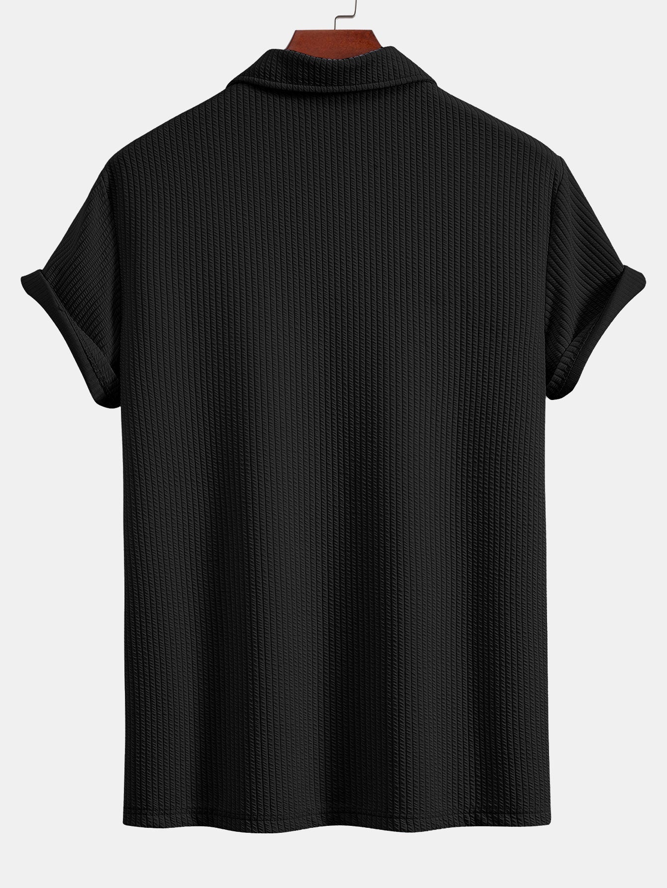 Short Sleeved V-Neck Ribbed Polo & Straight Leg Ribbed Pants