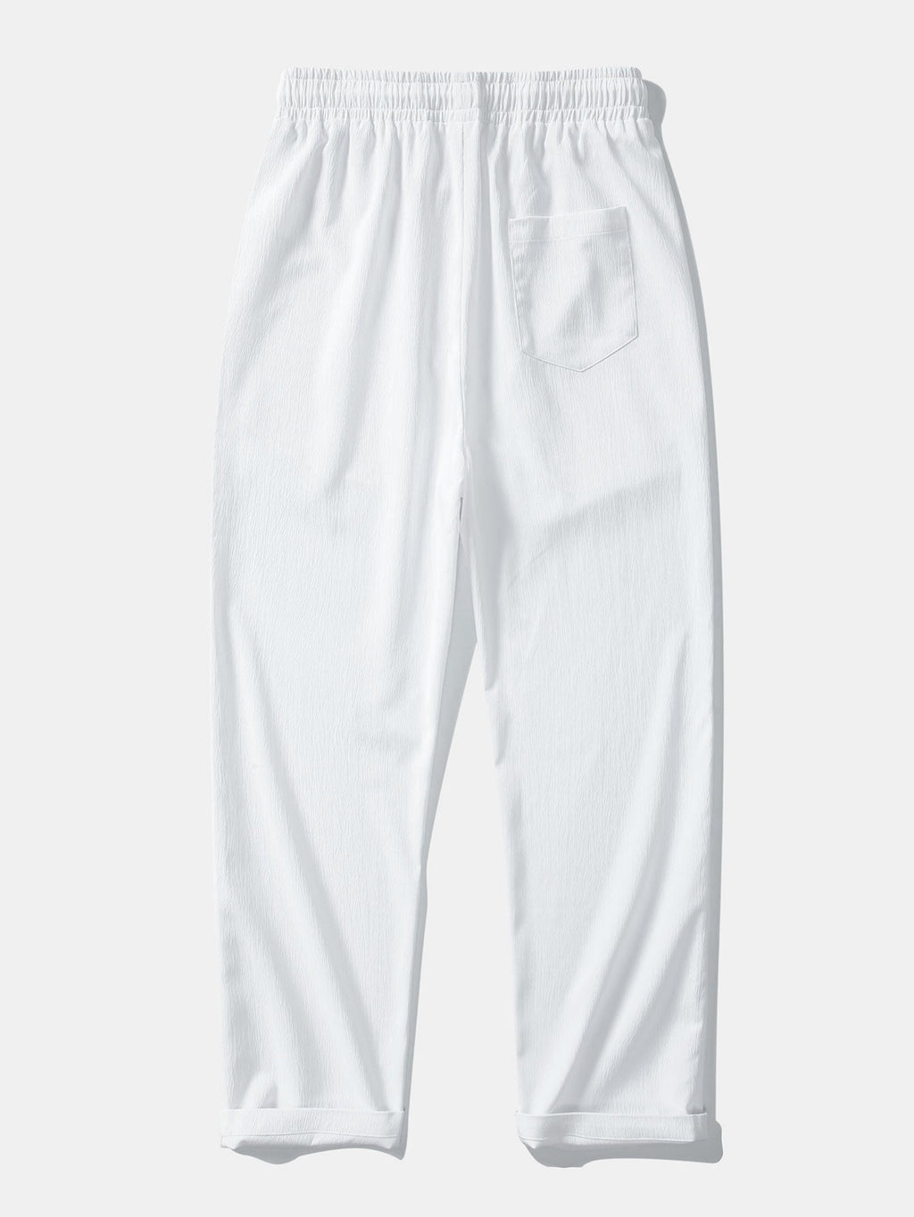 Textured Johnny Collar Crocheted Knit Polo & Crinkle Textured Straight Leg Pants