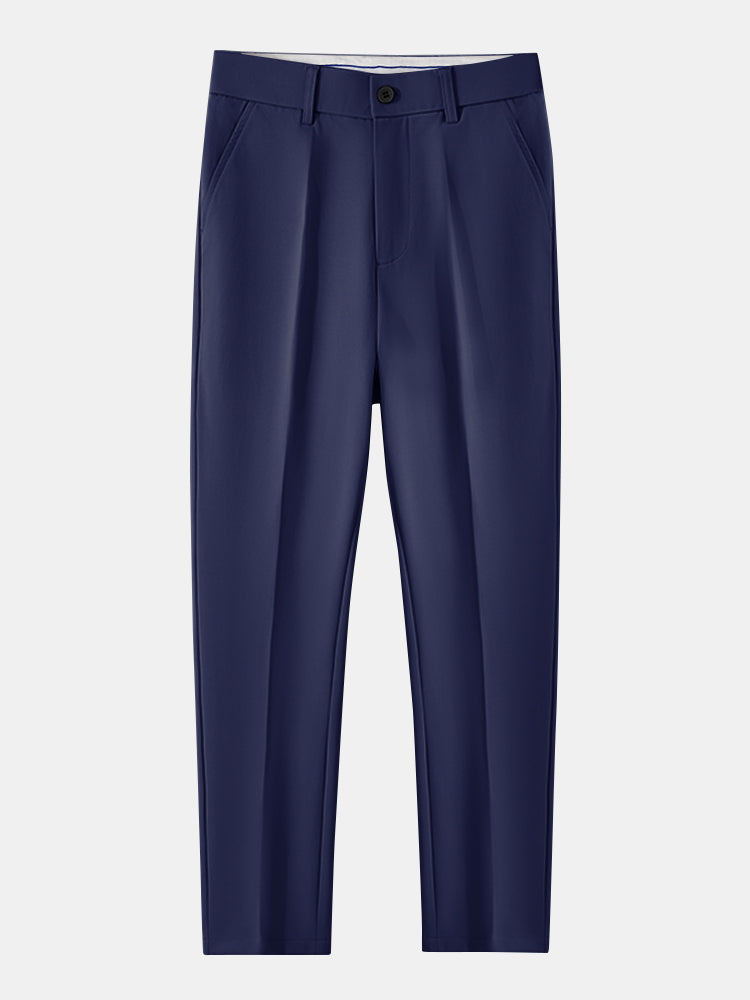 Long Sleeve Stripe Knit Polo Shirt & Slim Fit Tapered Trousers