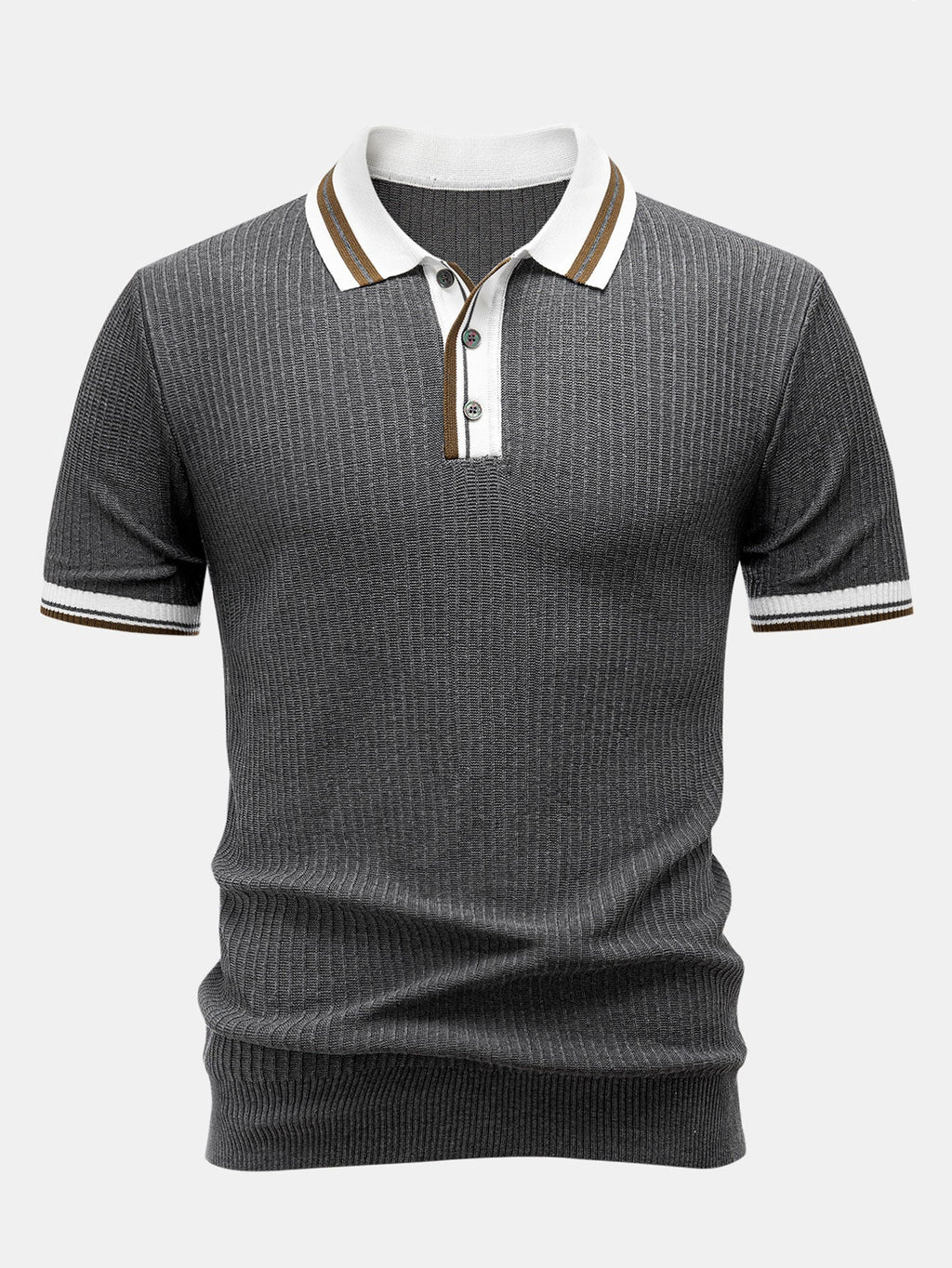 Contrast Trim Knit Polo Shirt & Slim Fit Tapered Trousers