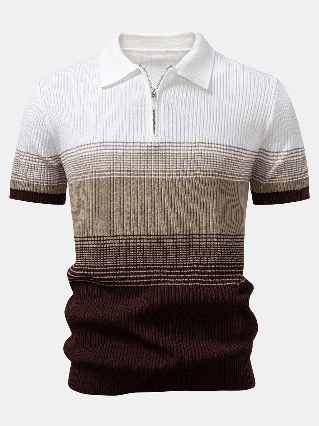 Striped Gradient Knitted Polo Shirt & Slim Fit Tapered Trousers