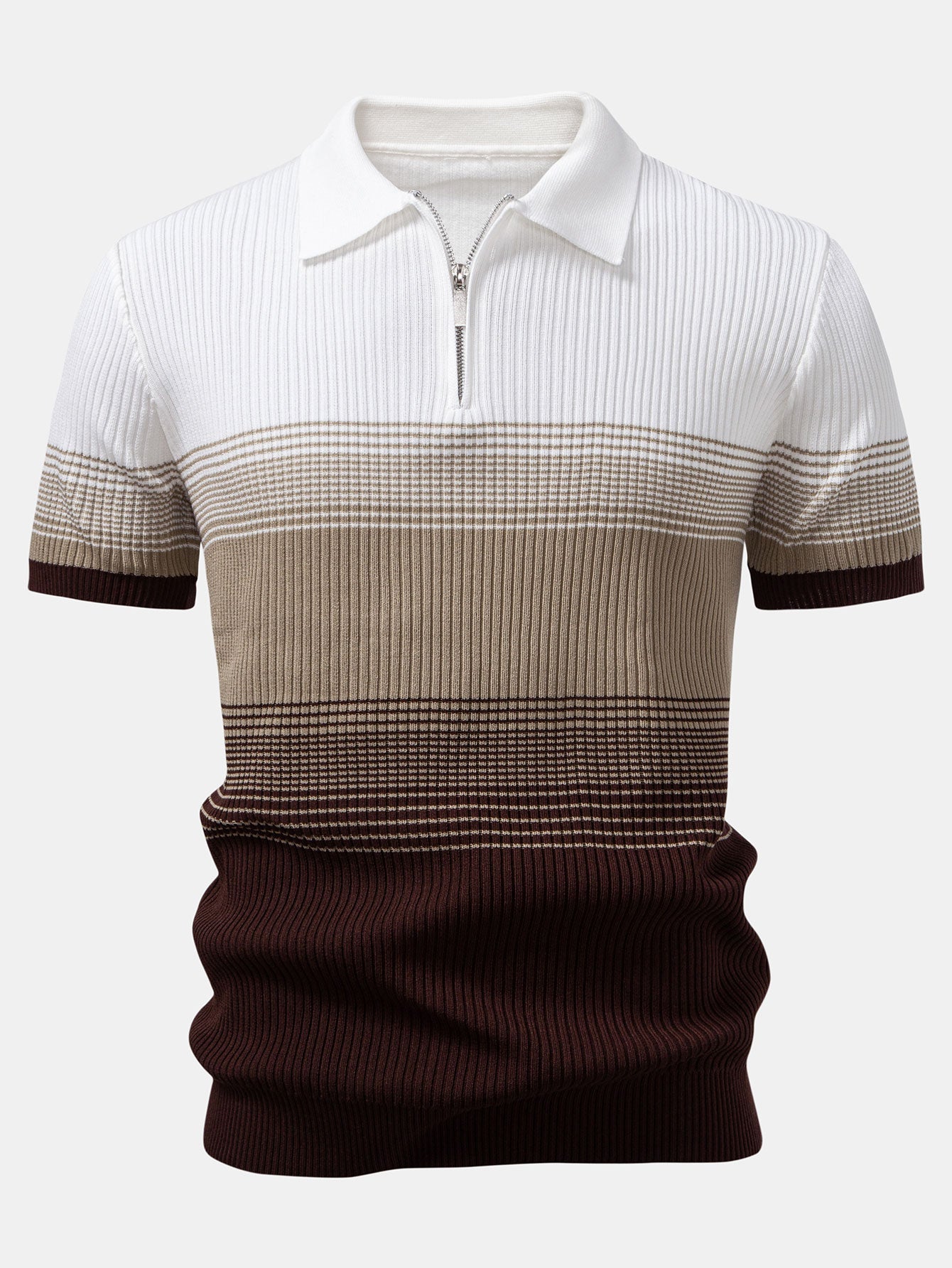 Striped Gradient Knitted Polo Shirt & Slim Fit Tapered Trousers