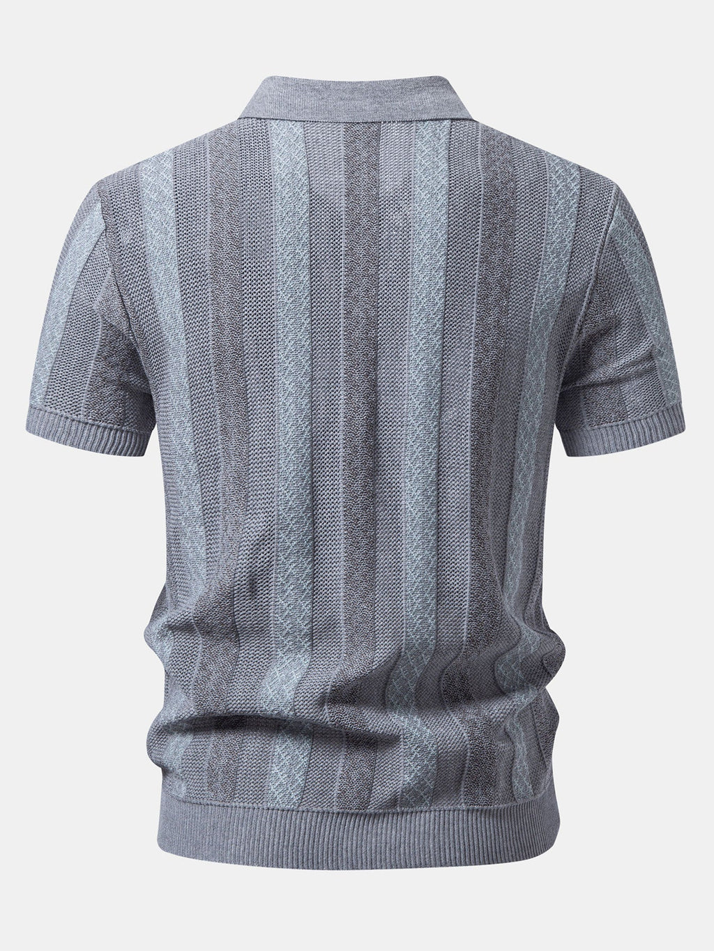 Striped Textured Knit Polo & Slim Fit Tapered Trousers