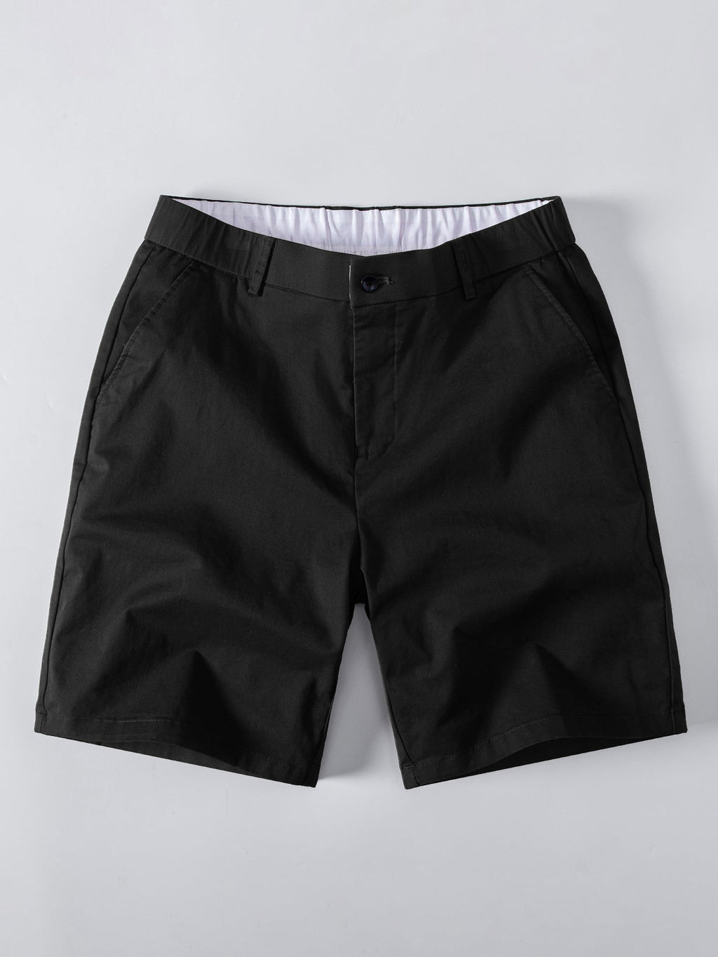 Texture Contrast Knitted V Neck Polo Shirt & Elastic Waist Chino Shorts