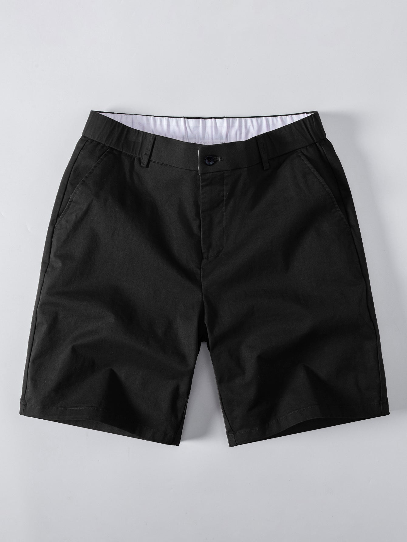 Texture Contrast Knitted V Neck Polo Shirt & Elastic Waist Chino Shorts