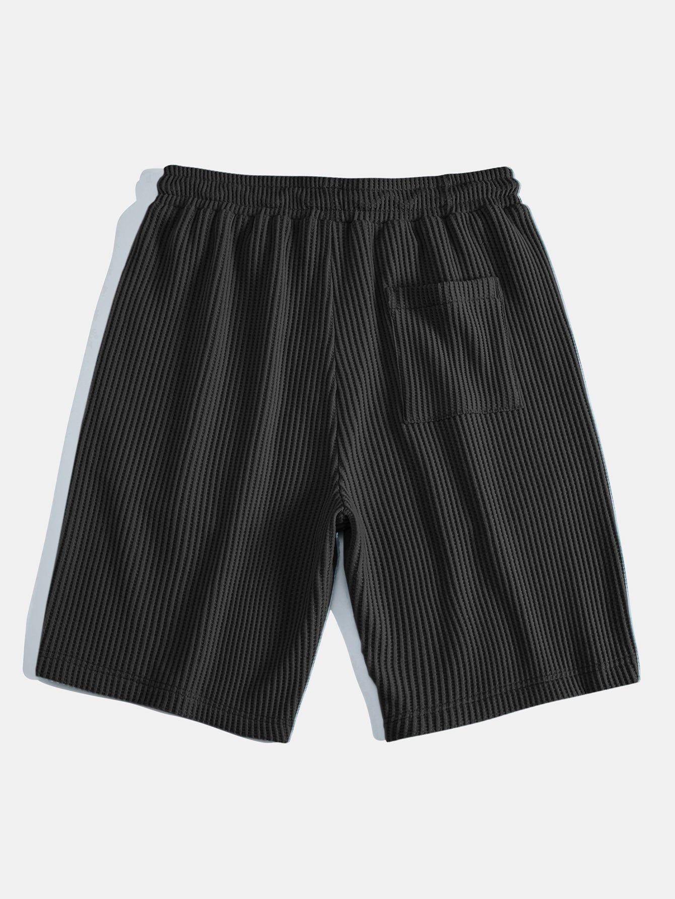Short Sleeved Waffle V-neck Polo & Drawstring Knitted Waffle Shorts