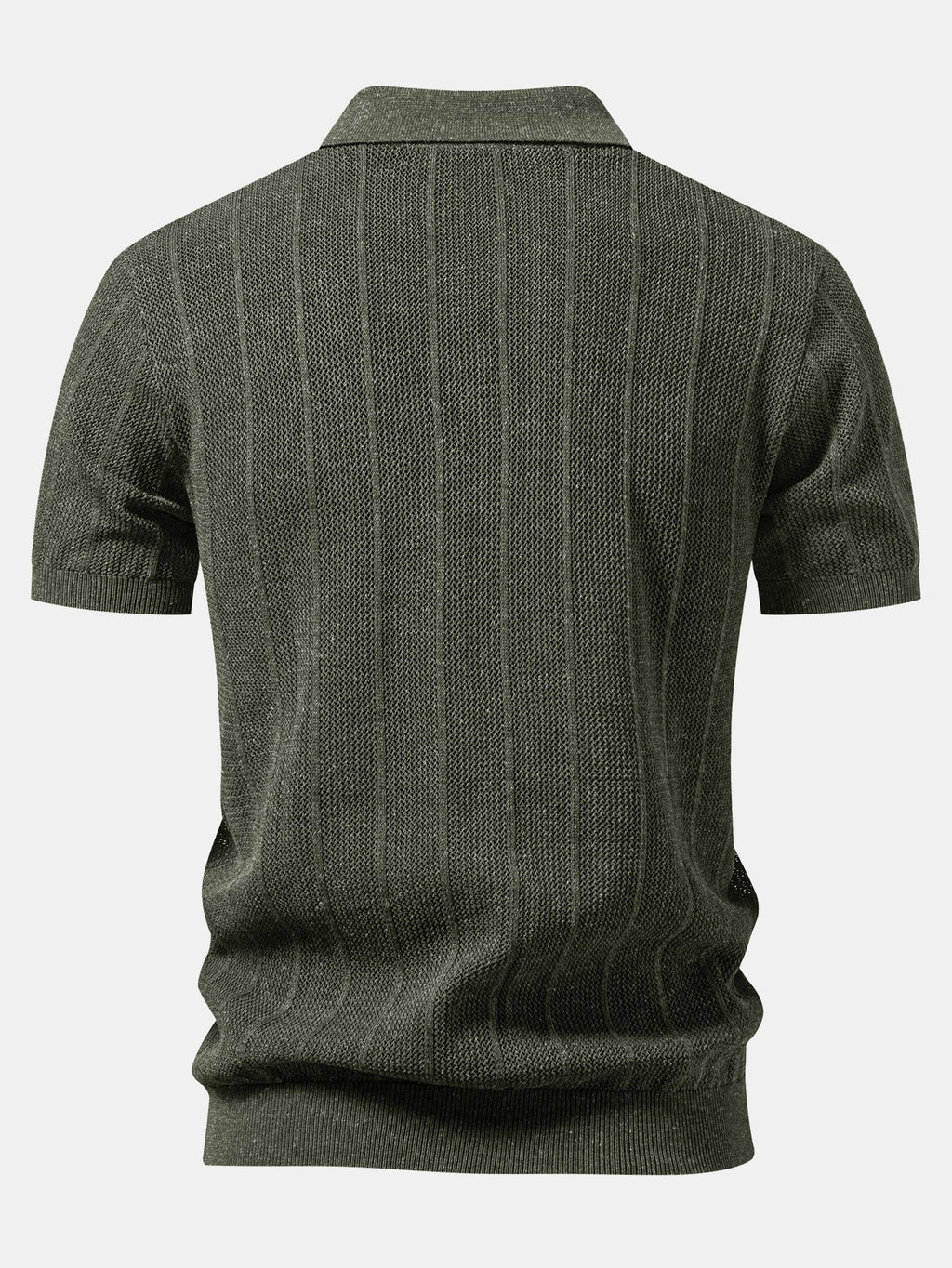 Linen Stripe Open Knit Polo & Straight Leg Linen Pants