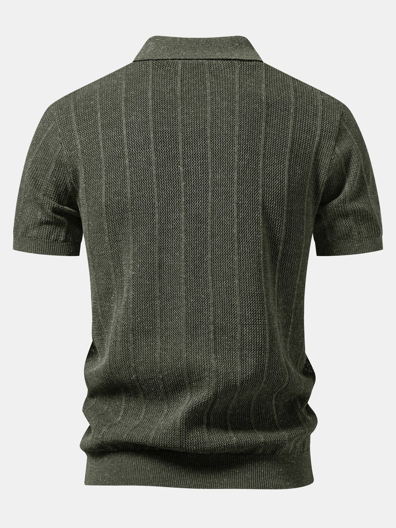 Linen Stripe Open Knit Polo & Straight Leg Linen Pants
