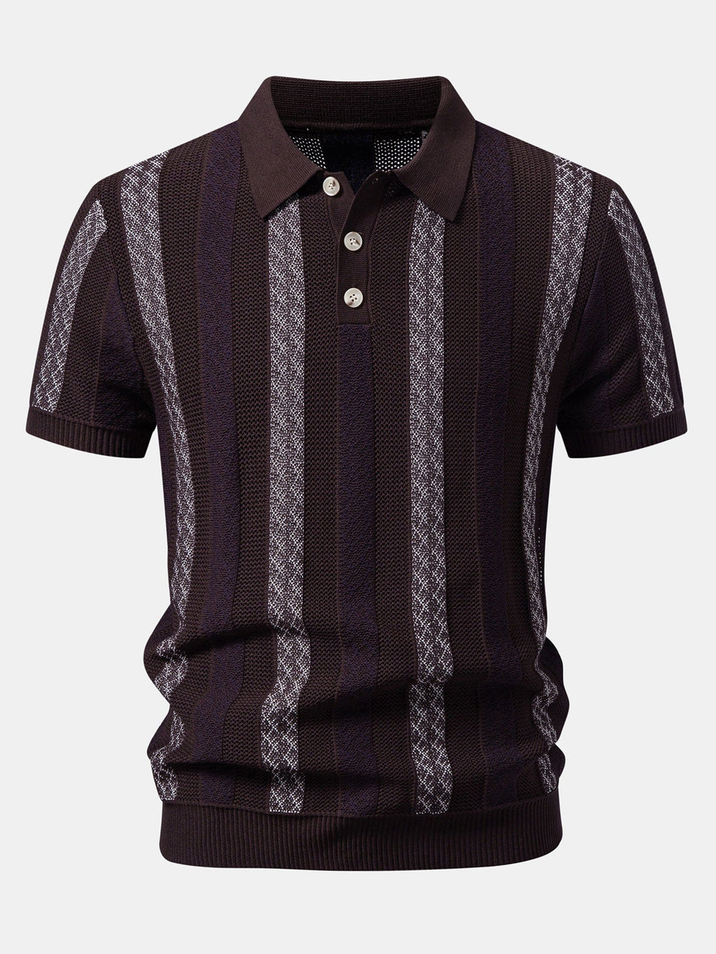 Striped Textured Knit Polo & Slim Fit Tapered Trousers