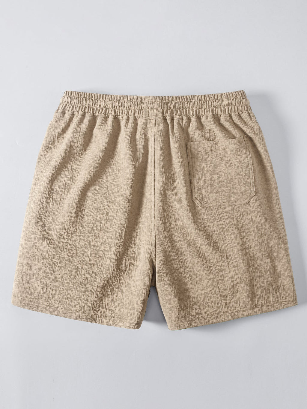 Crochet  V Neck Polo Shirt & Crinkle Textured Drawstring 5" Shorts
