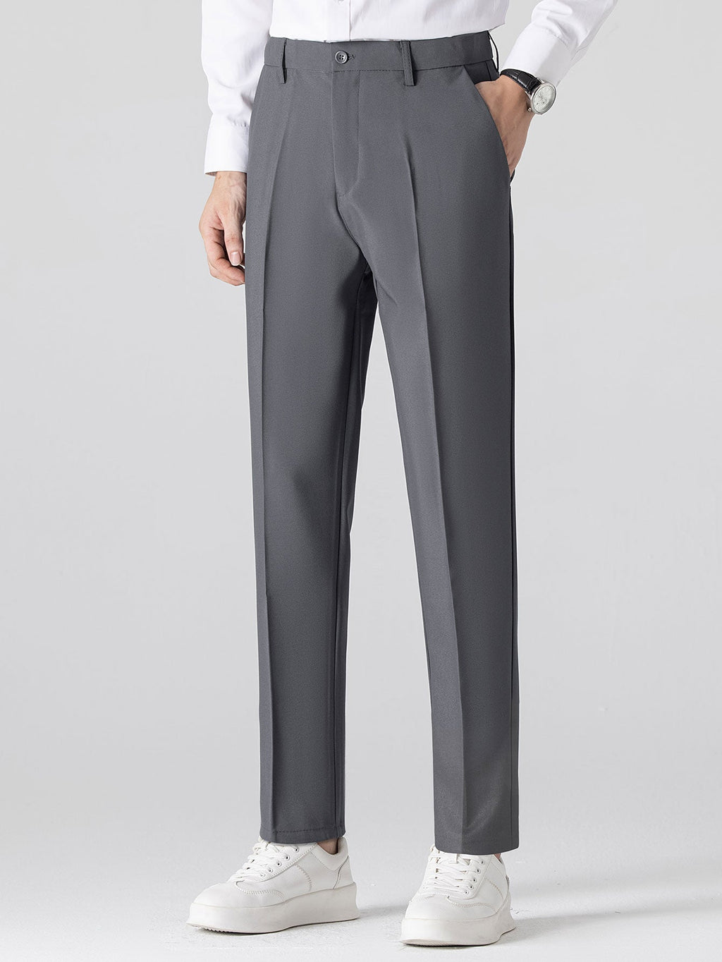 Striped Textured Knit Polo & Slim Fit Tapered Trousers