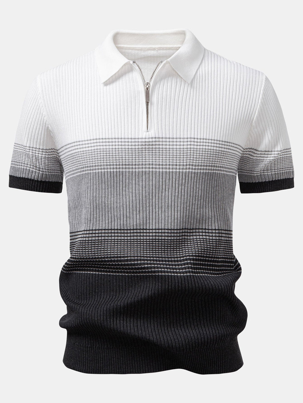 Striped Gradient Knitted Polo Shirt & Slim Fit Tapered Trousers