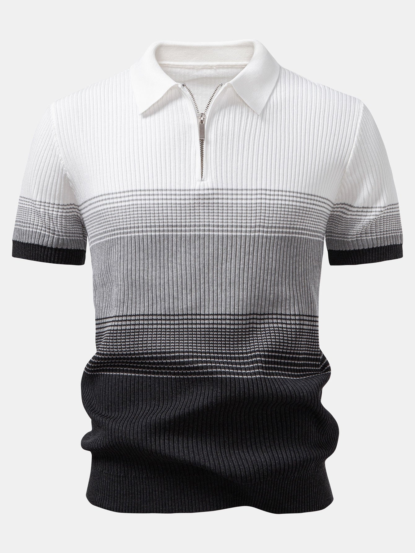 Striped Gradient Knitted Polo Shirt & Slim Fit Tapered Trousers
