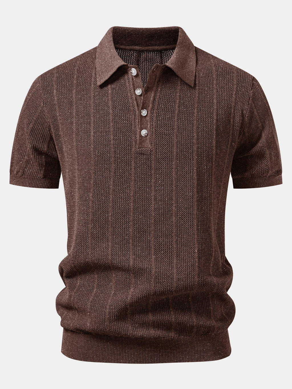 Linen Stripe Open Knit Polo & Straight Leg Linen Pants