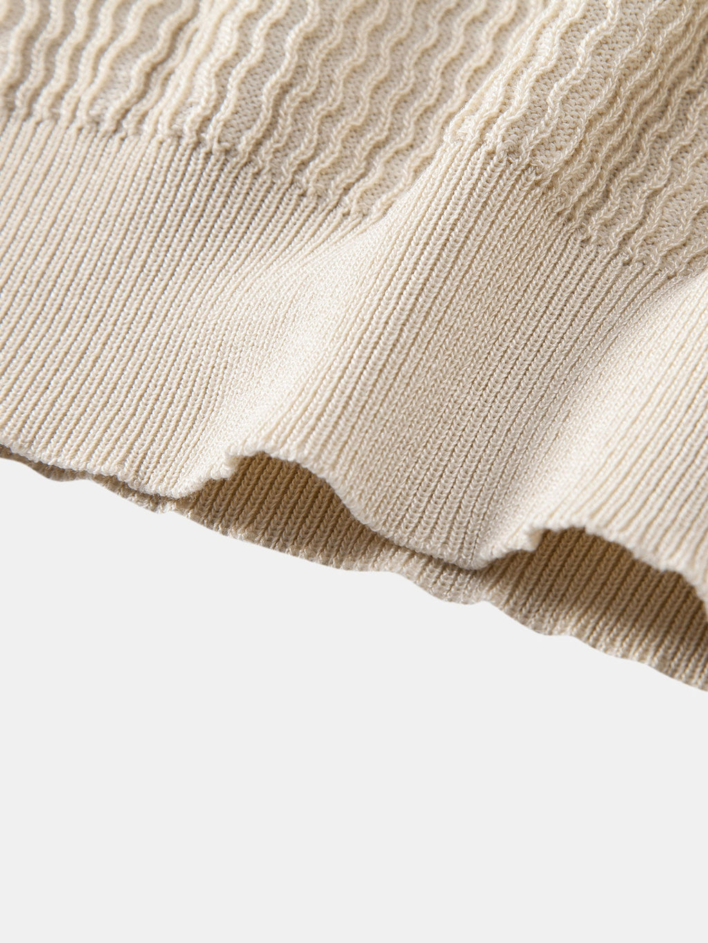 Wave Jacquard Knit V Neck Polo Shirt & Cotton Chino Shorts