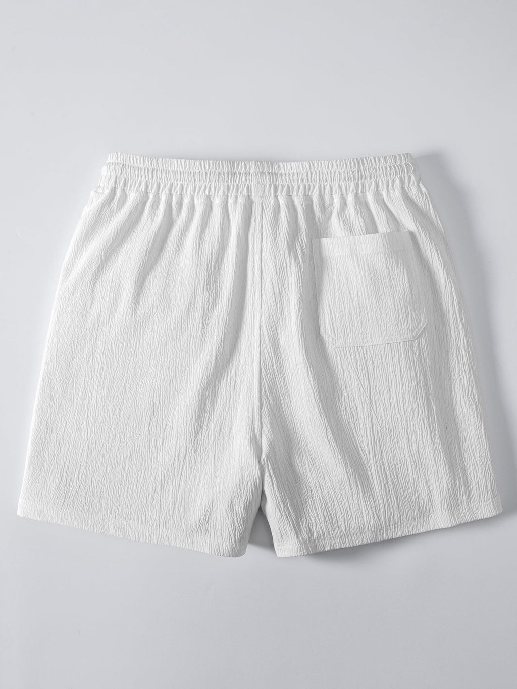 Crochet  V Neck Polo Shirt & Crinkle Textured Drawstring 5" Shorts
