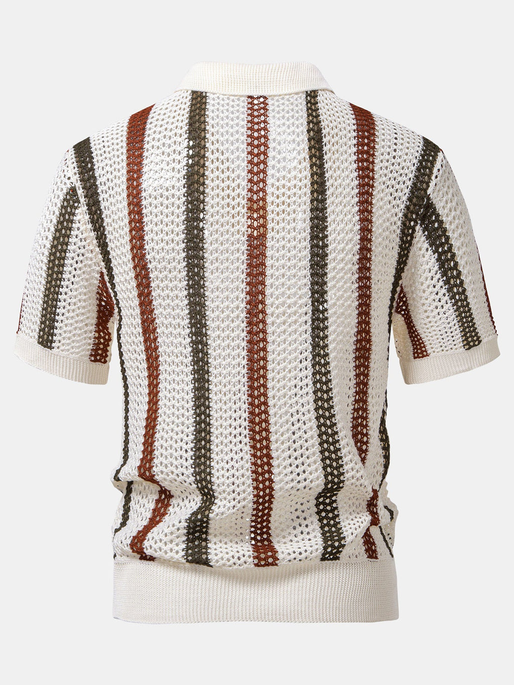 Striped Crochet V Neck Polo & Straight Leg Linen Pants