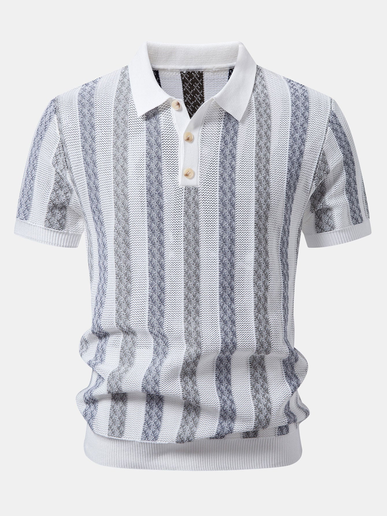Striped Textured Knit Polo & Slim Fit Tapered Trousers