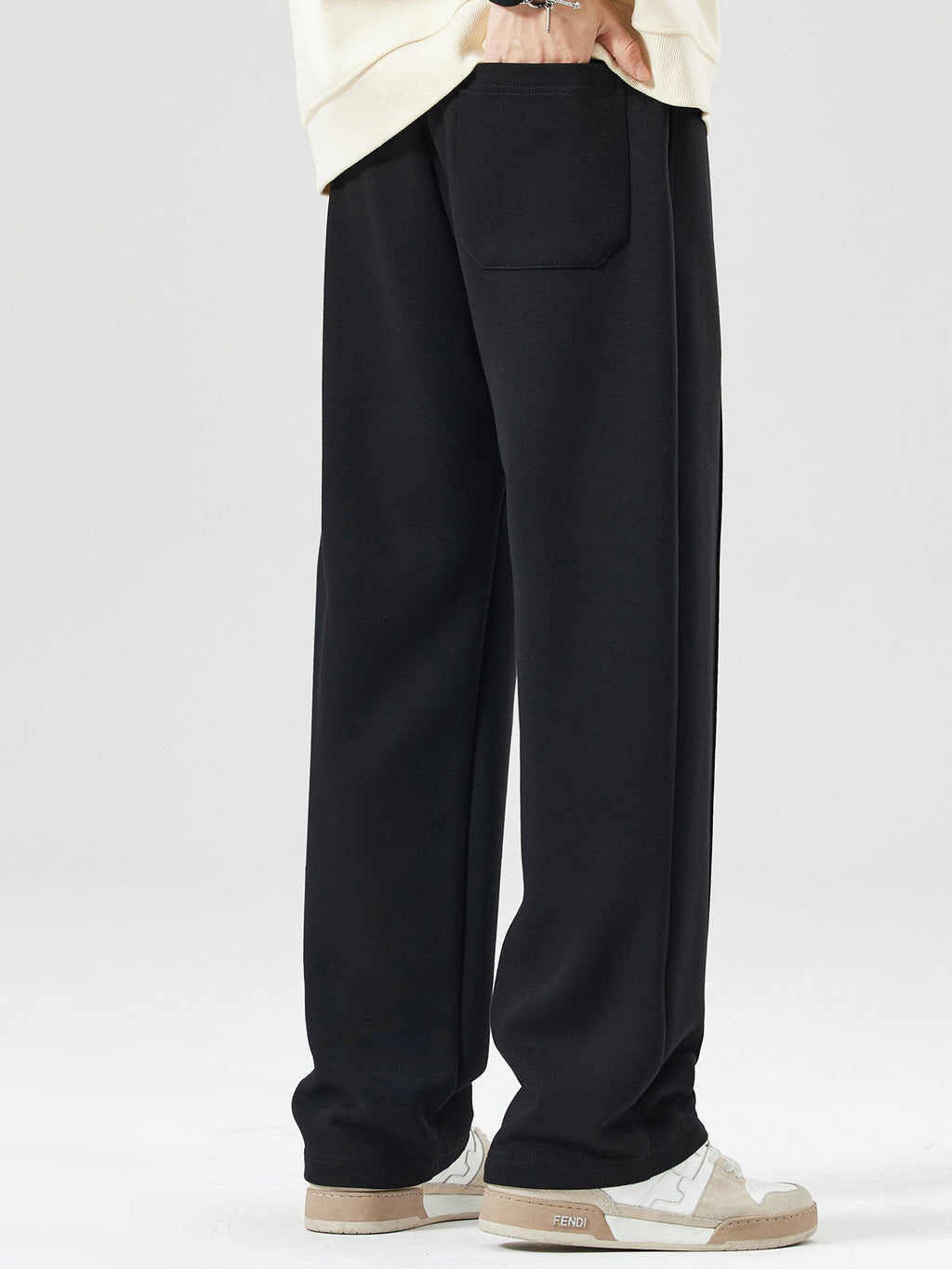 Relax Fit Ghost Drinking Coffee Print Contrast Polo Sweatshirt & Straight Leg Pleated Pintuck Sweatpants