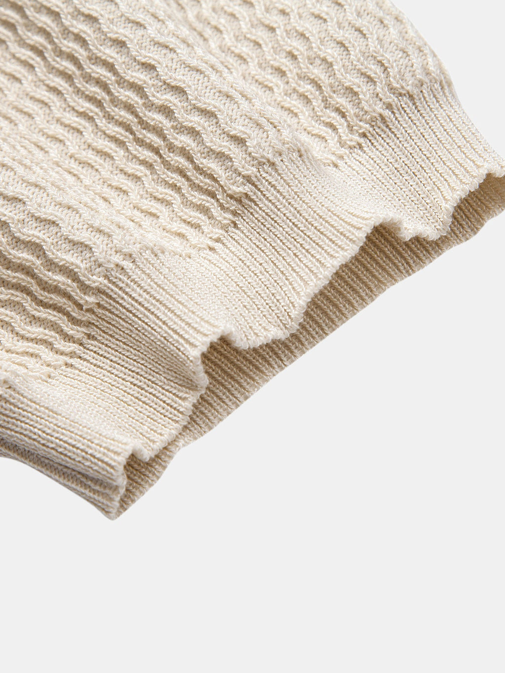 Wave Jacquard Knit V Neck Polo Shirt & Cotton Chino Shorts