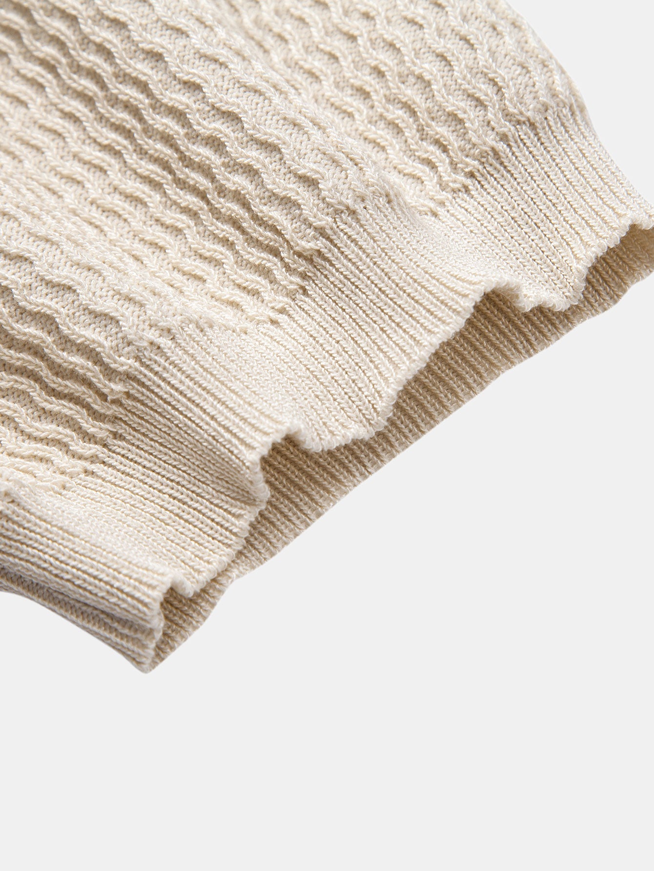 Wave Jacquard Knit V Neck Polo Shirt & Cotton Chino Shorts