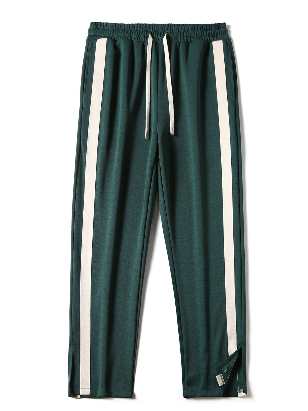 Relax Fit Los Angeles Print Color Block Polo Sweatshirt & Slit Hem Stripe Pants