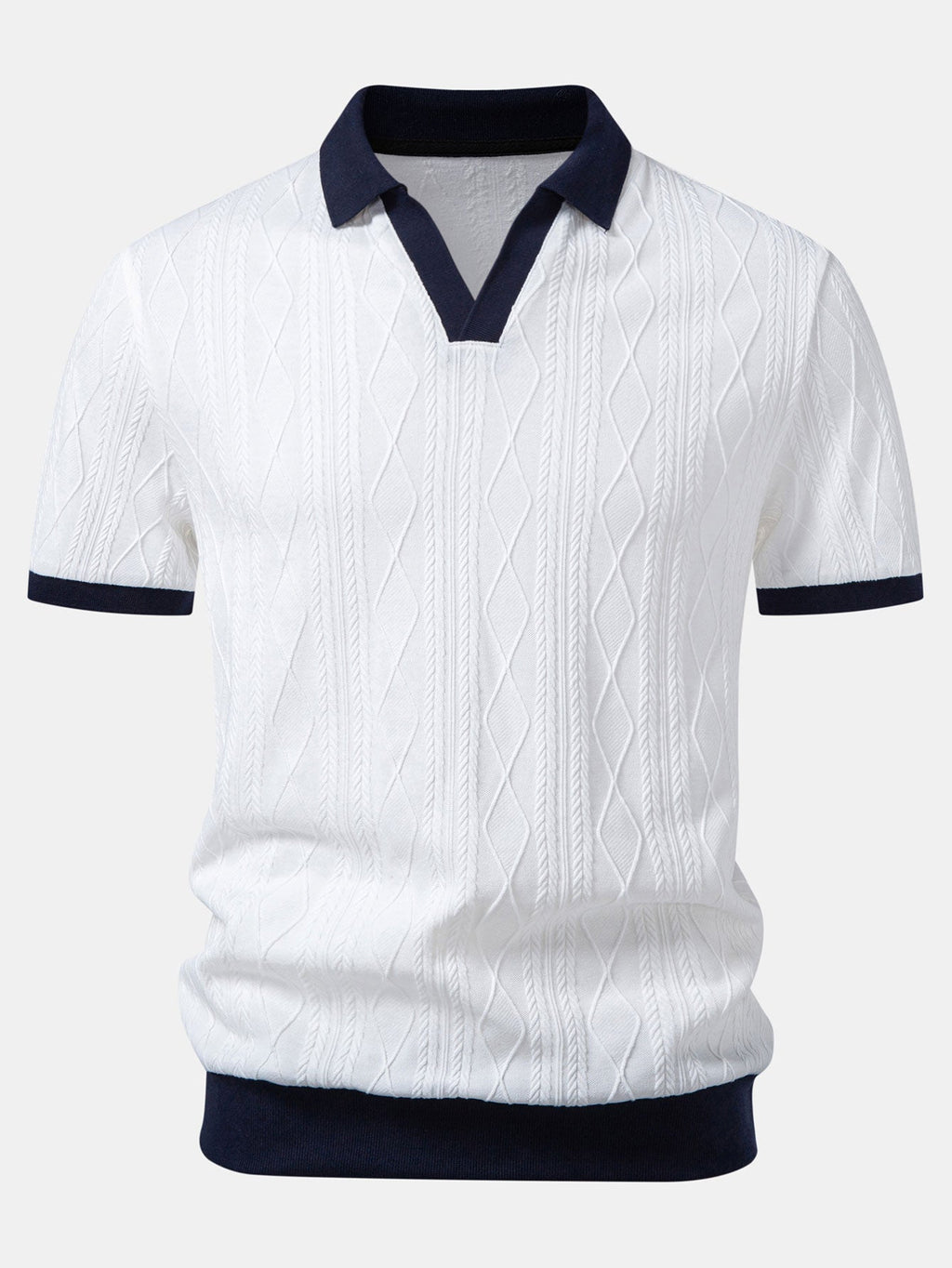 Contrast Geometry Jacquard Knit Polo & Slim Fit Tapered Trousers