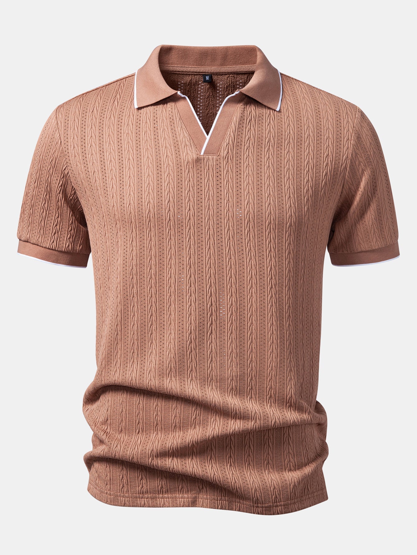 Geometric Jacquard Johnny Collar Polo & Slim Fit Tapered Trousers