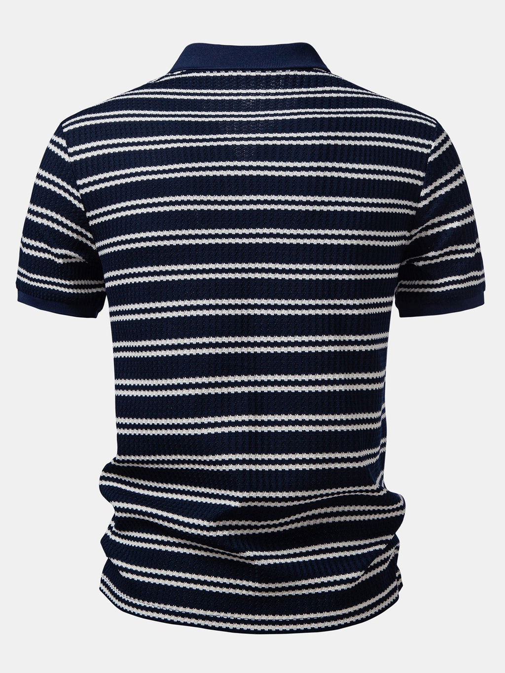 Stripe Waffle Johnny Collar Polo & Slim Fit Tapered Trousers