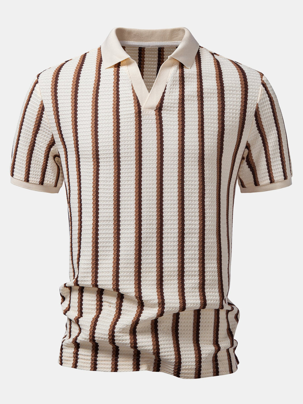 Waffle Stripe Johnny Collar Polo & Slim Fit Tapered Trousers