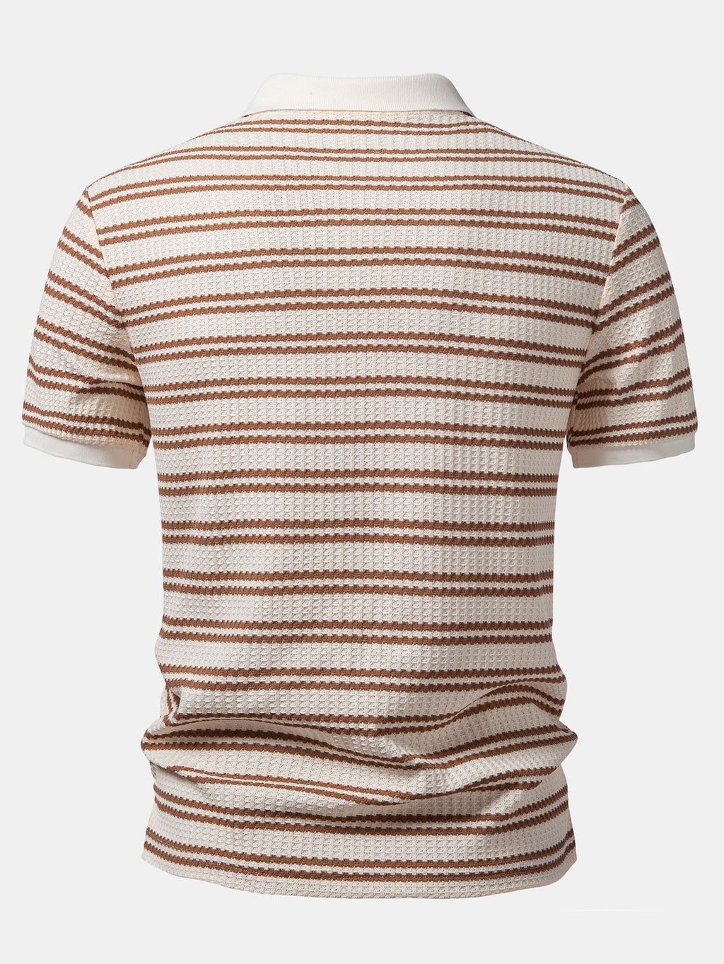 Stripe Waffle Johnny Collar Polo & Slim Fit Tapered Trousers