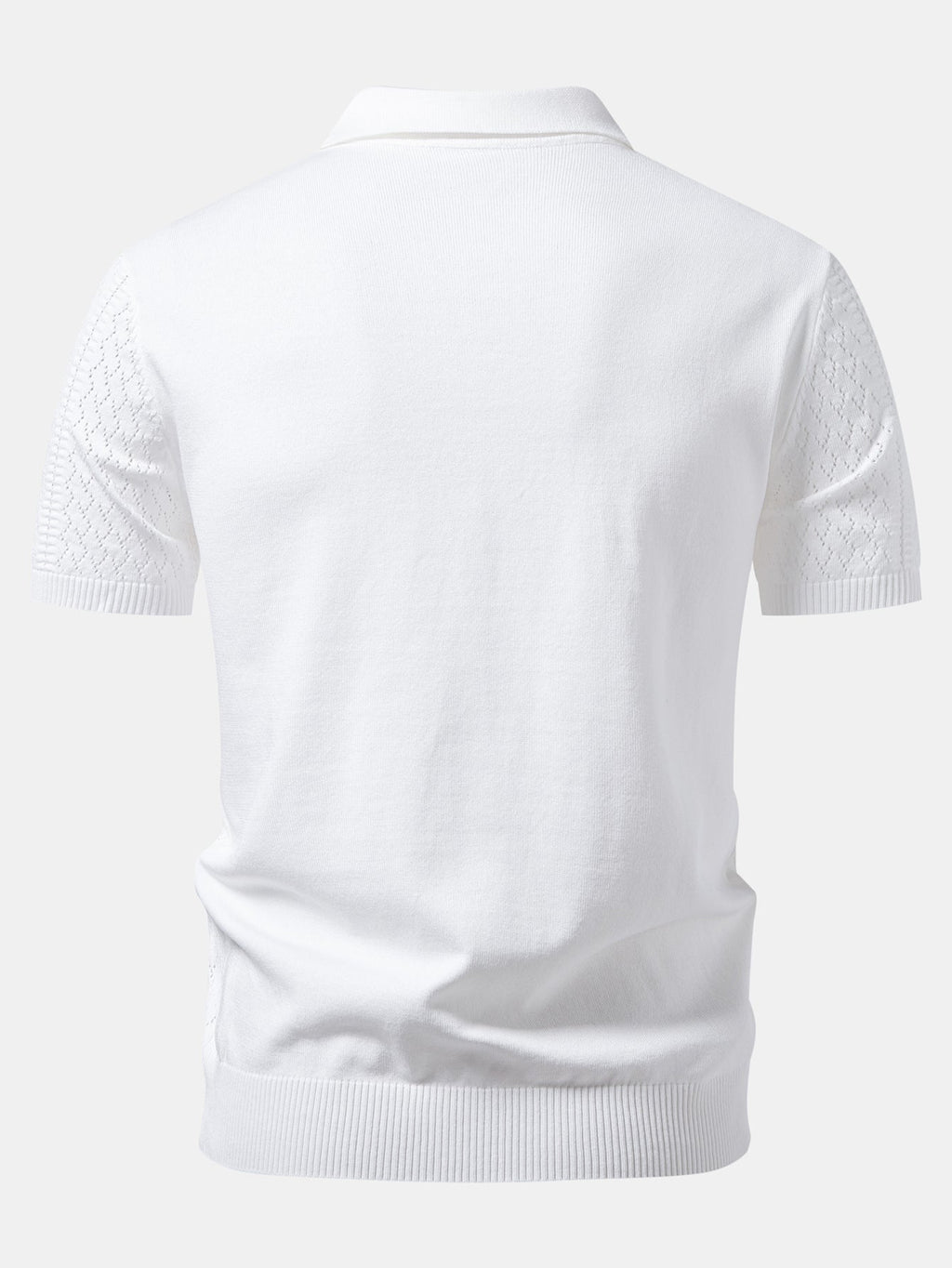Geometric Jacquard Open Knit Polo & Straight Leg Linen Pants