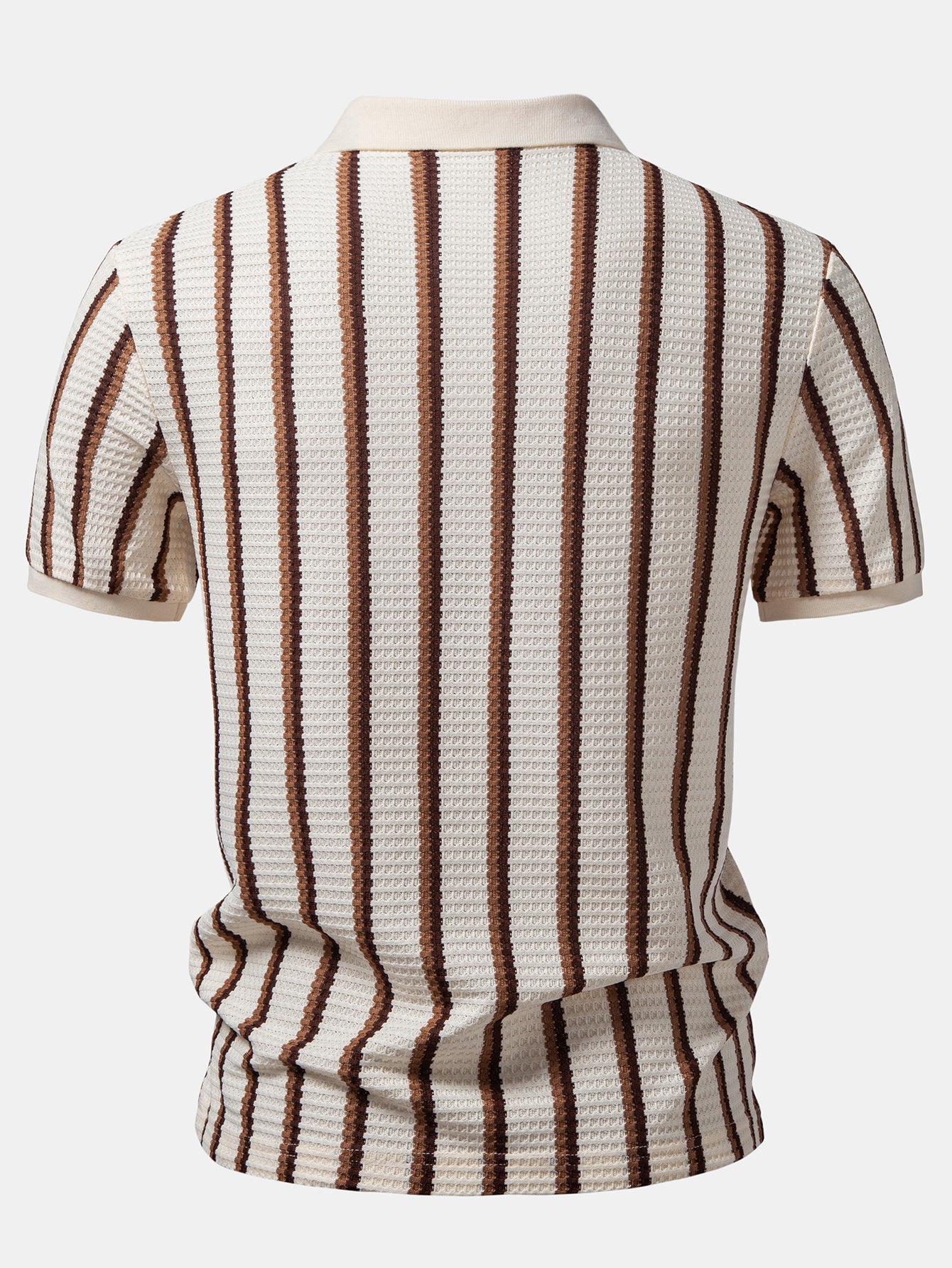 Waffle Stripe Johnny Collar Polo & Straight Leg Linen Pants