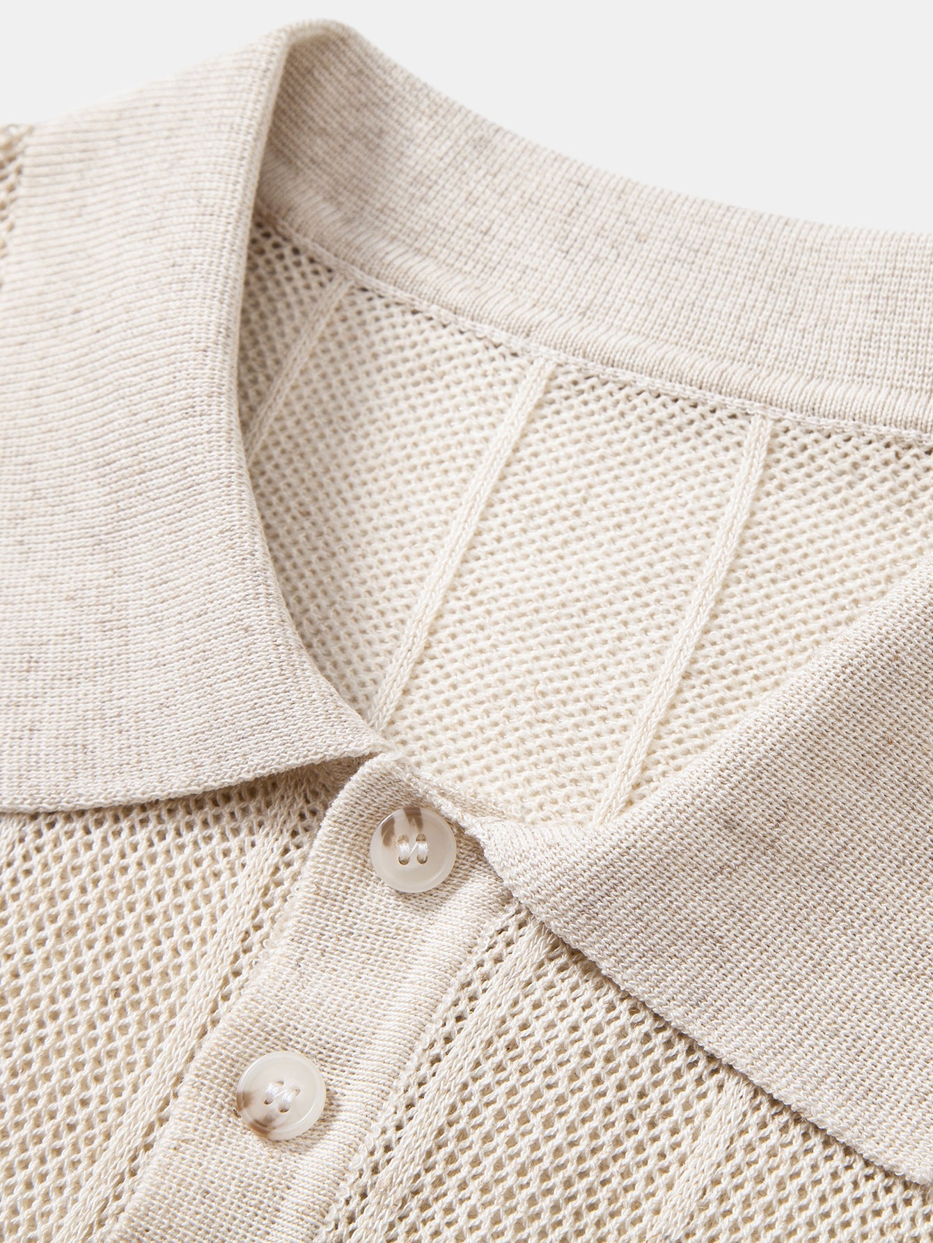 Linen Stripe Open Knit Polo & Straight Leg Linen Pants
