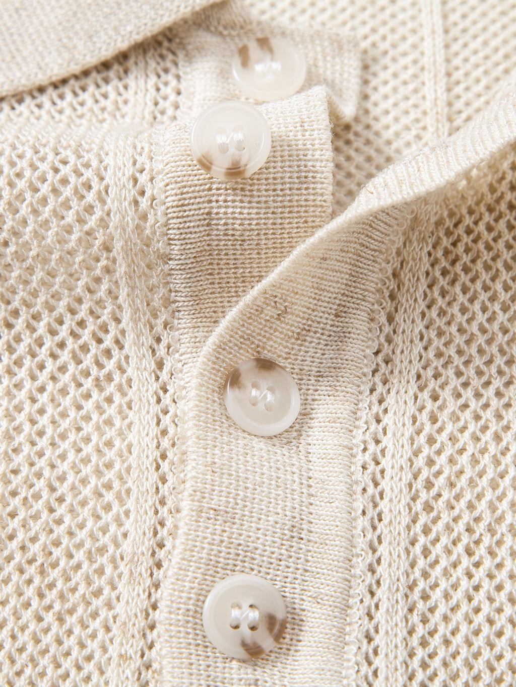 Linen Stripe Open Knit Polo & Straight Leg Linen Pants