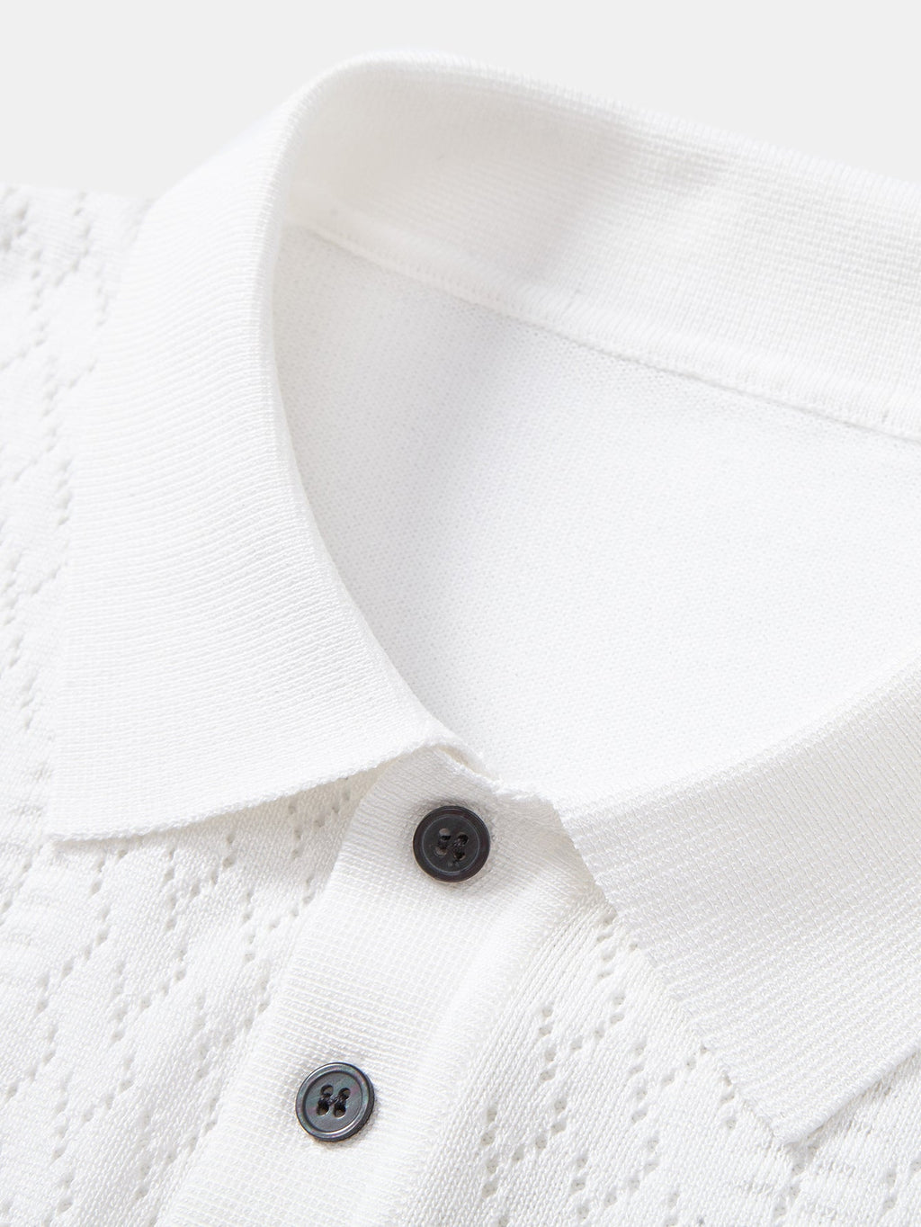 Geometric Jacquard Open Knit Polo & Straight Leg Linen Pants