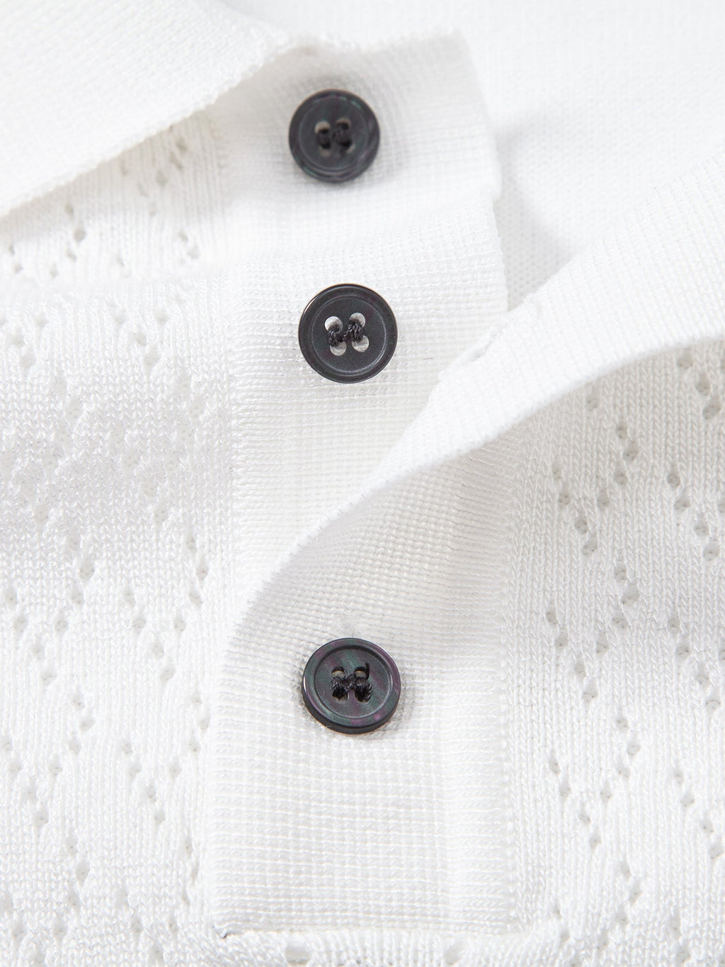 Geometric Jacquard Open Knit Polo & Straight Leg Linen Pants