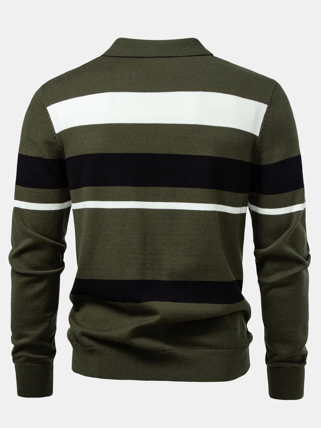 Long Sleeve Stripe Knit Polo Shirt & Slim Fit Tapered Trousers