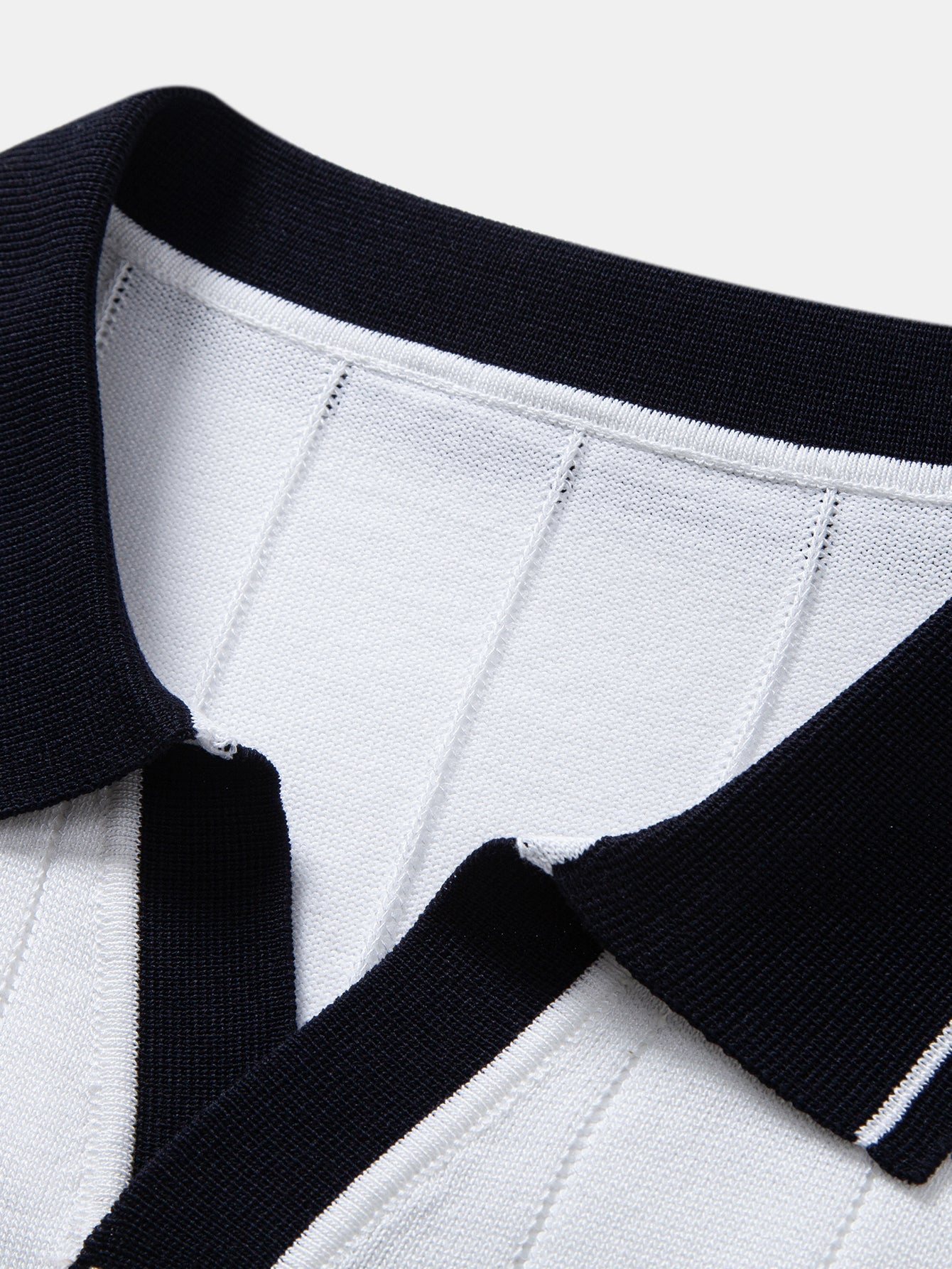 Contrast Trim Ribbed Johnny Collar Knit Polo & Elastic Waist Chino Shorts