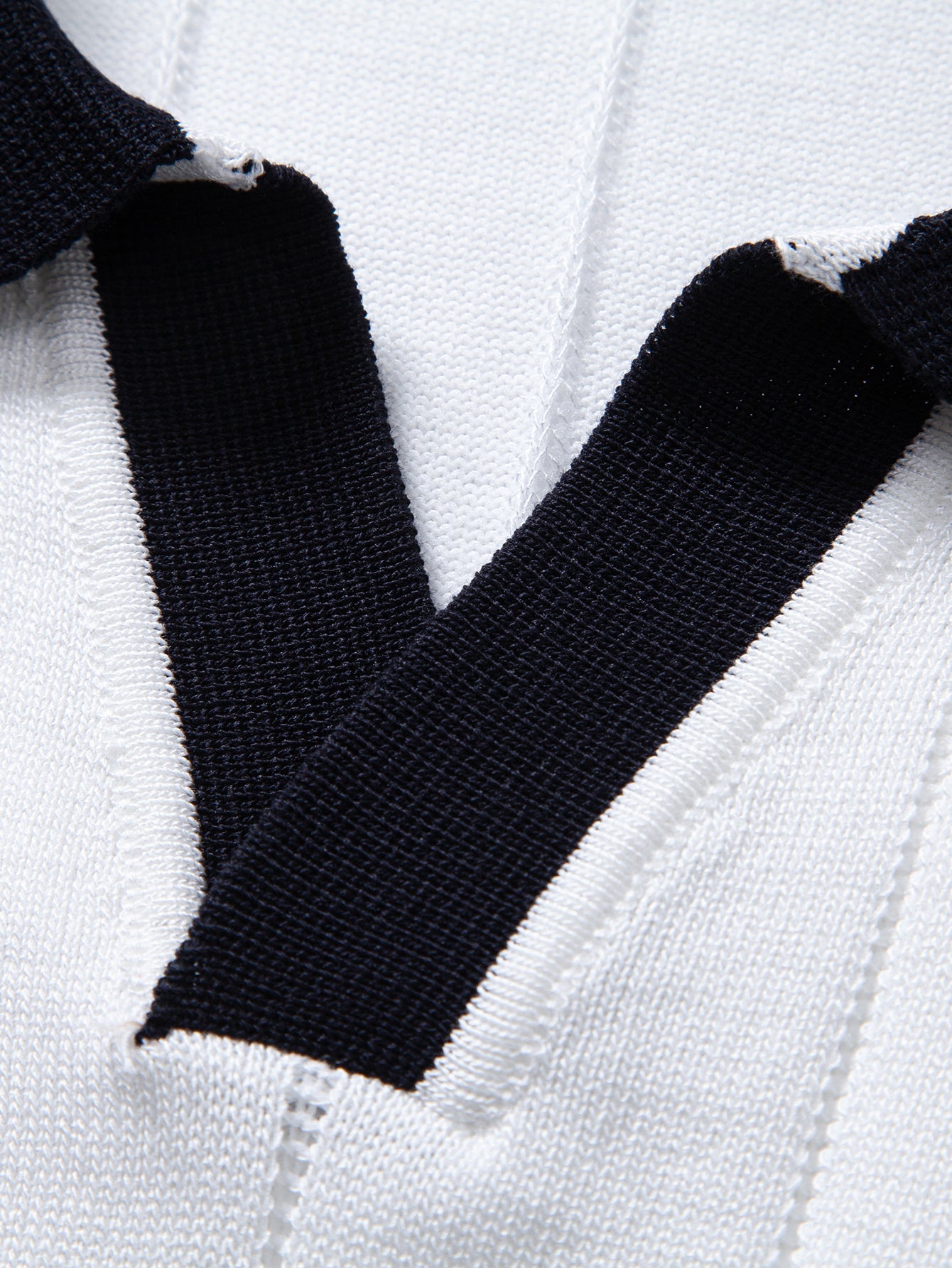Contrast Trim Ribbed Johnny Collar Knit Polo & Elastic Waist Chino Shorts