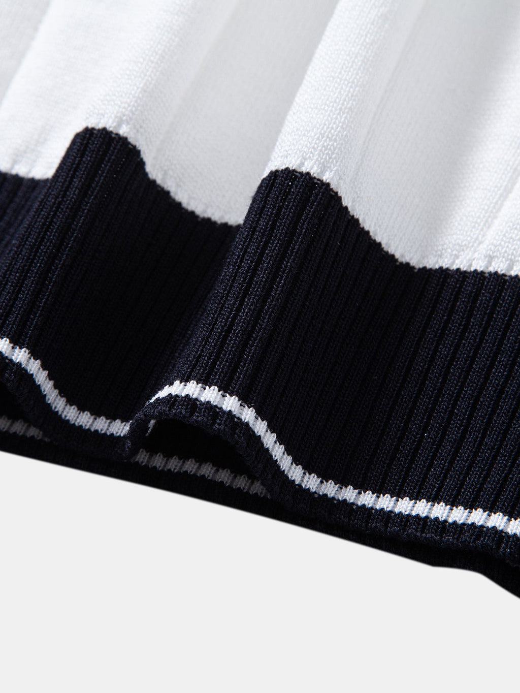 Contrast Trim Ribbed Johnny Collar Knit Polo & Elastic Waist Chino Shorts