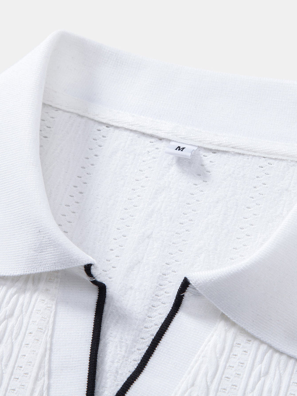 Geometric Jacquard Johnny Collar Polo & Elastic Waist Chino Shorts