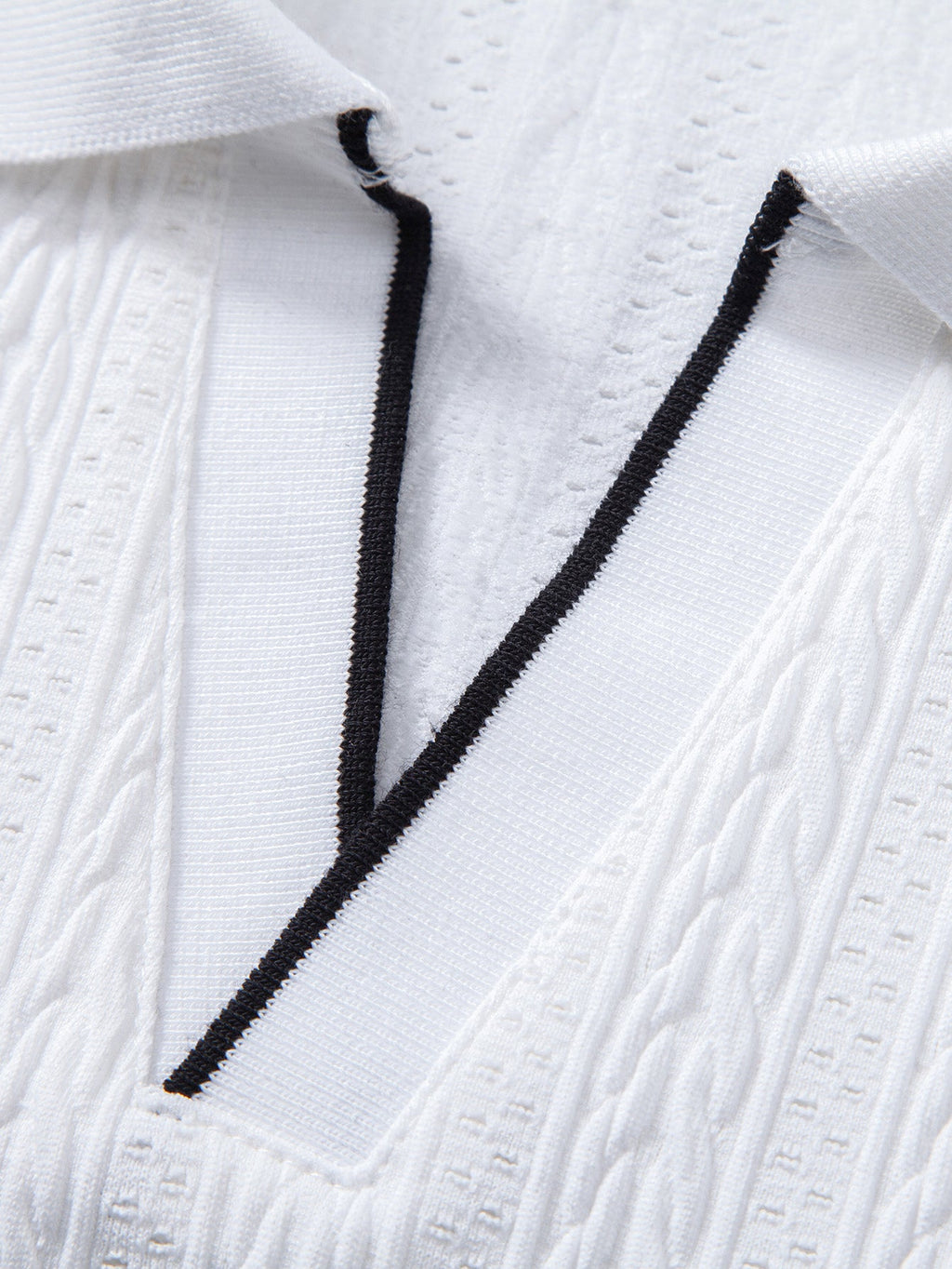 Geometric Jacquard Johnny Collar Polo & Elastic Waist Chino Shorts