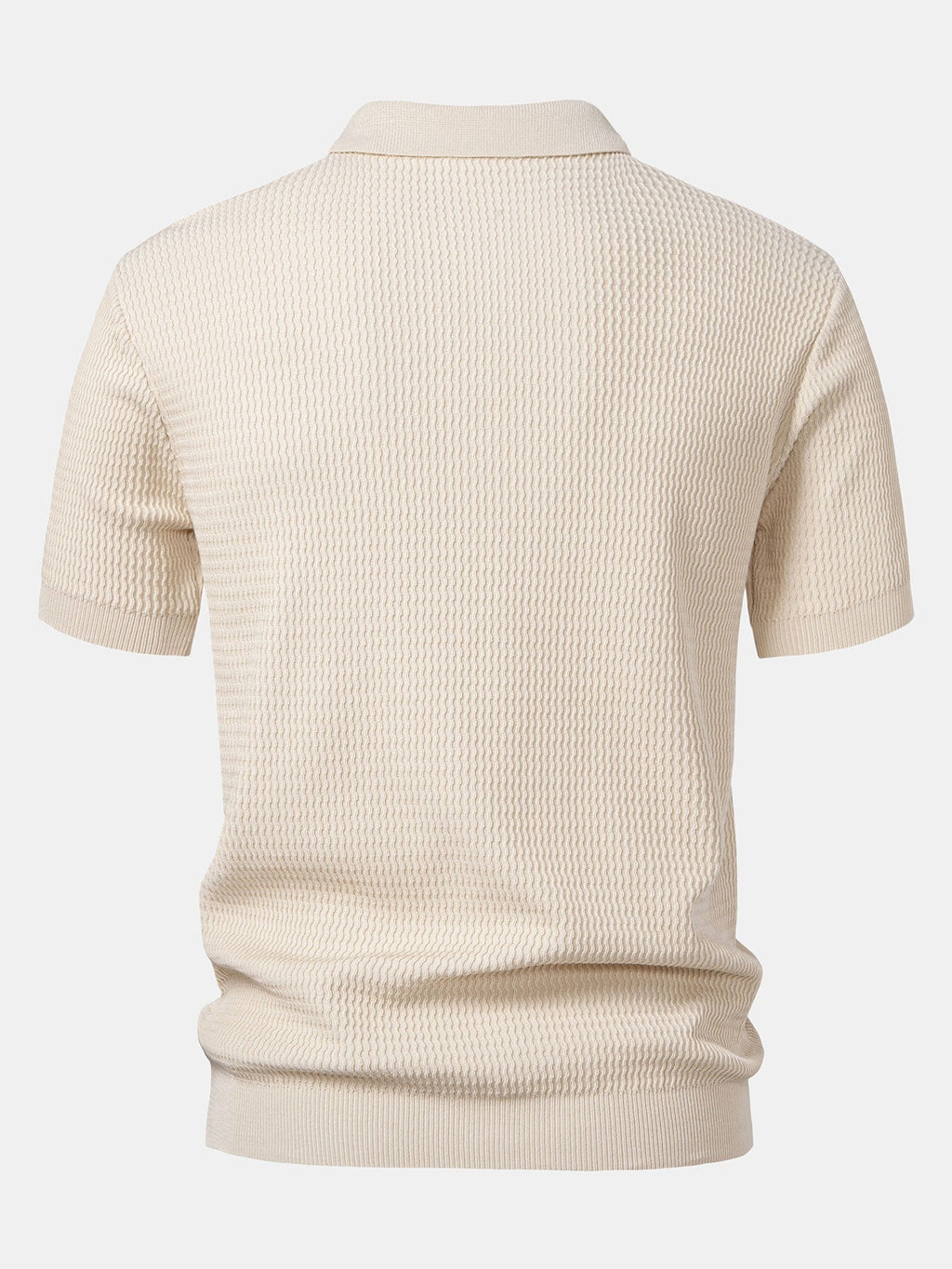 Wave Jacquard Knit V Neck Polo Shirt & Cotton Chino Shorts