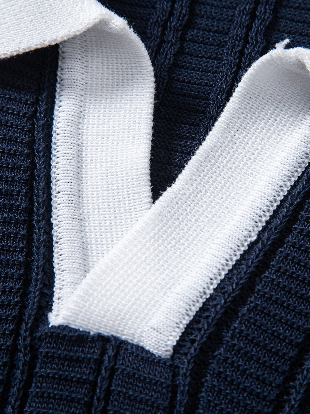 Contrast Textured Johnny Collar Knit Polo & Crinkle Textured Straight Leg Pants