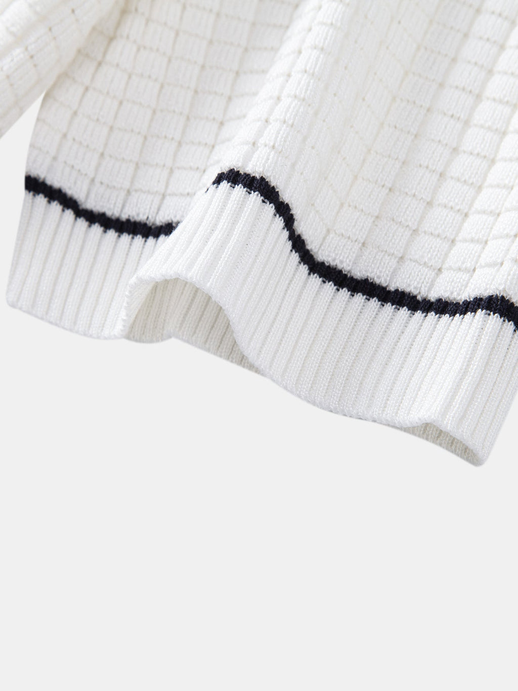 Contrast Trim Waffle Zipper Knit Polo & Slim Fit Tapered Trousers