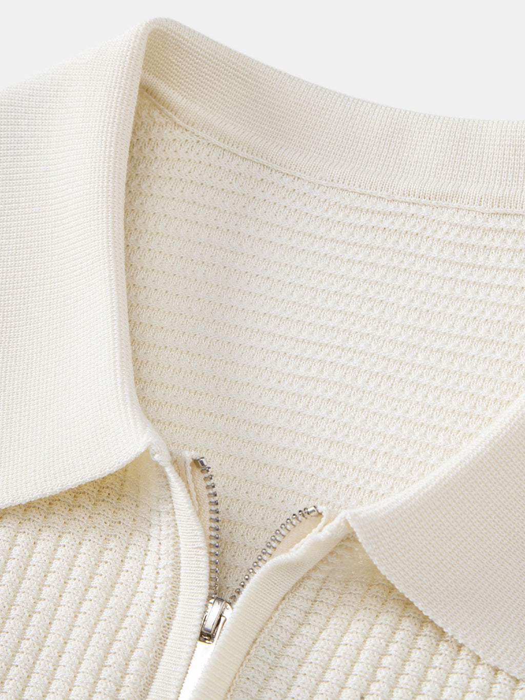 Contrast Waffle Zipper Knit Polo & Slim Fit Tapered Trousers