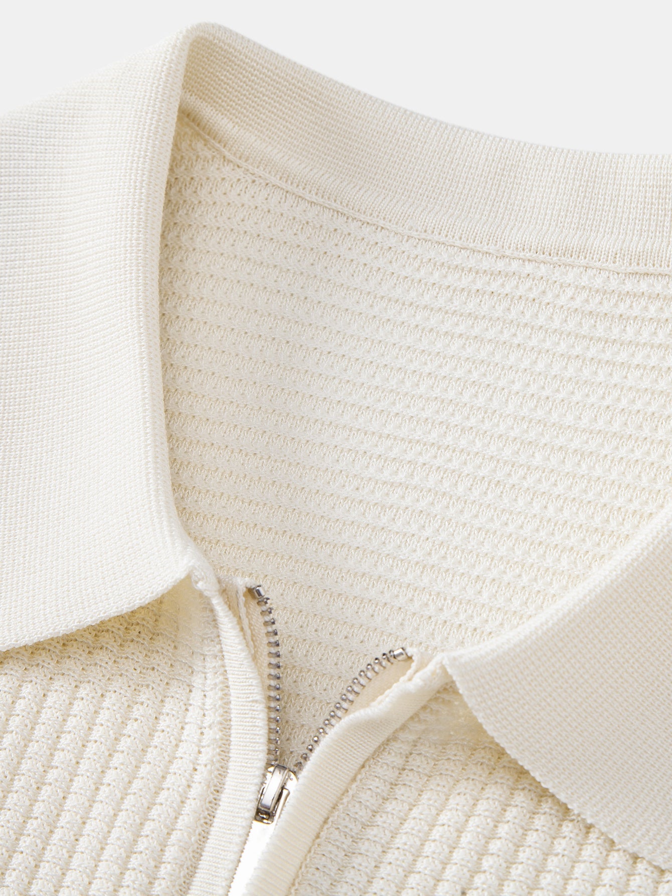 Contrast Waffle Zipper Knit Polo & Slim Fit Tapered Trousers