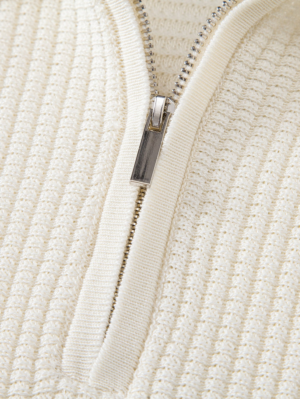 Contrast Waffle Zipper Knit Polo & Slim Fit Tapered Trousers